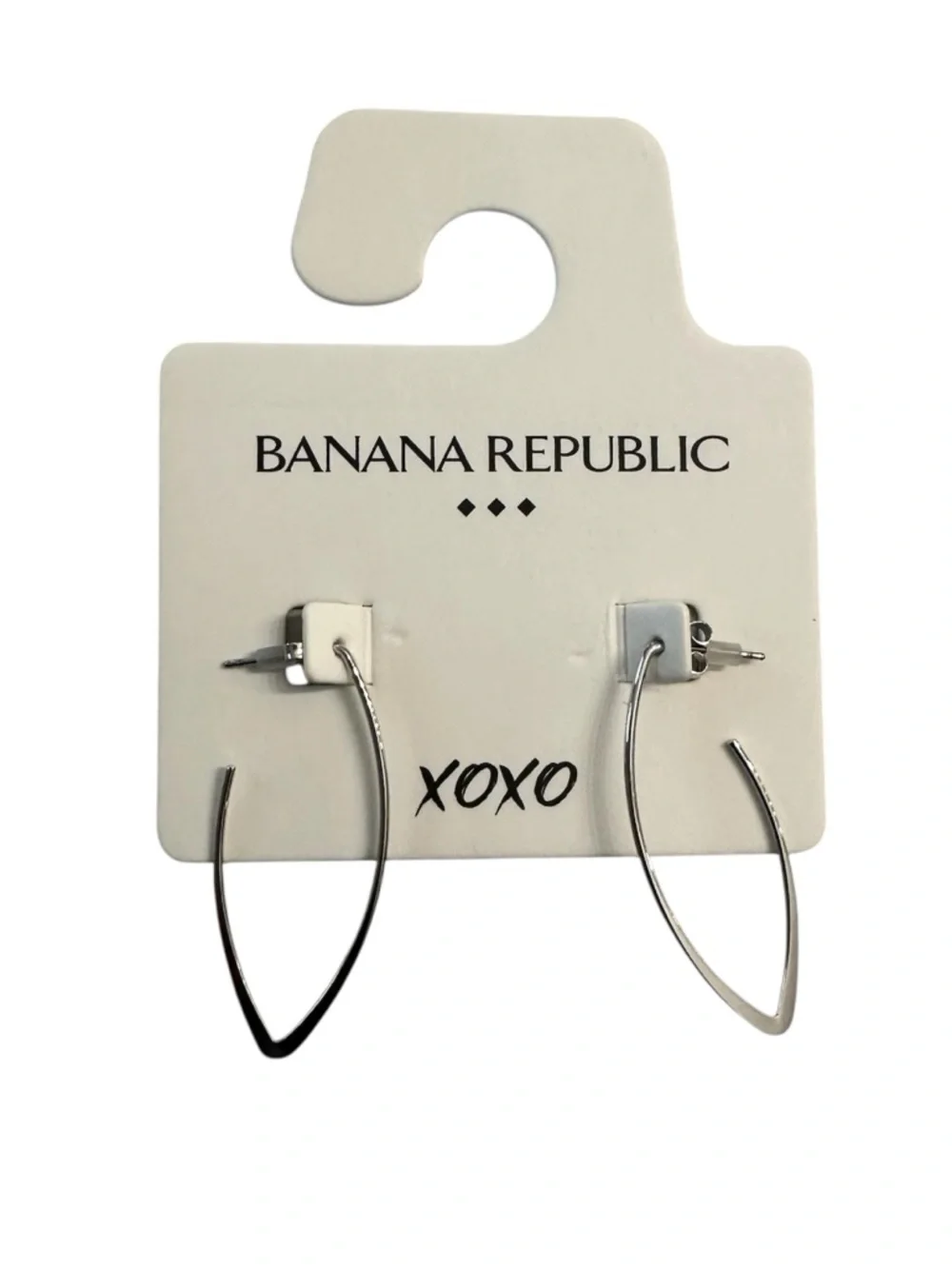 Banana Republic XOXO Women's Silver Oval hoop Post Closure Earrings NWT